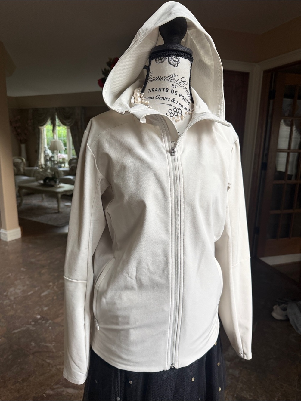 lululemon athletica Cream Softshell Hooded Utility Jacket
